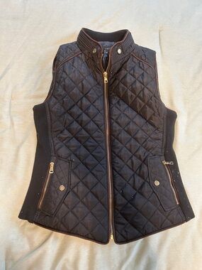 Love Tree Quilted Black Vest with Gold Hardware
